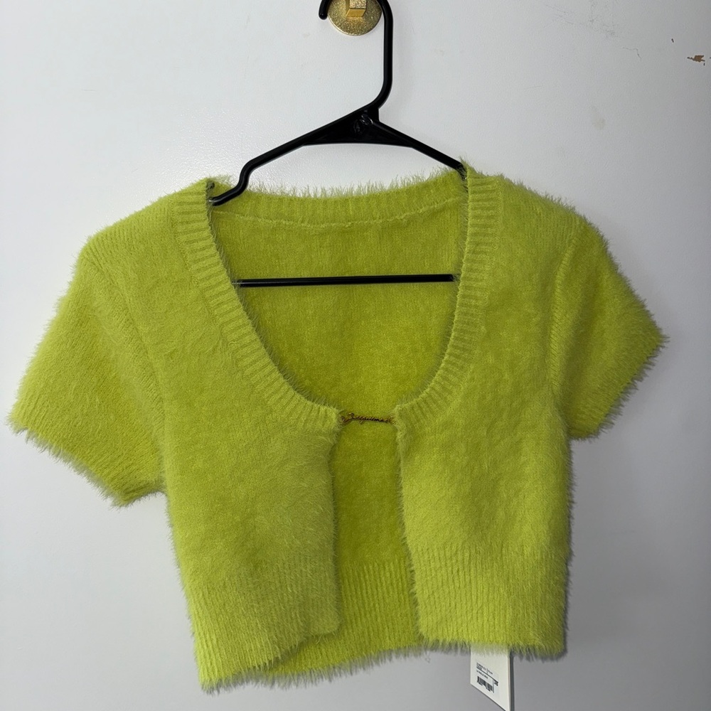 Jacquemus Lime Green Fuzzy Crop Top - Picture 2 of 5